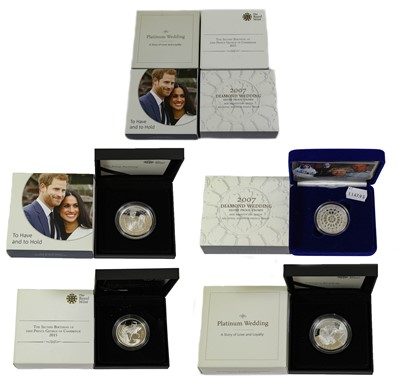Lot 381 - 4 x Elizabeth II Silver Proof £5 (Crowns), to...