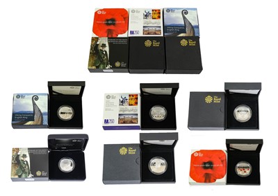 Lot 382 - 7 x Elizabeth II, Silver Proof £5 (Crowns),...