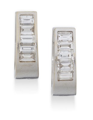 Lot 2103 - A Pair of Diamond Cuff Earrings