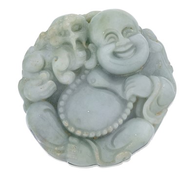 Lot 2101 - Two Jadeite Pendants and A Jadeite Bangle, the...