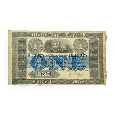 Lot 463 - Ulster Bank £1, 1st June 1915, 1906-1919 issue,...