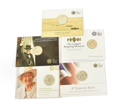 Lot 373 - 5 x Elizabeth II Commemorative Silver £20...