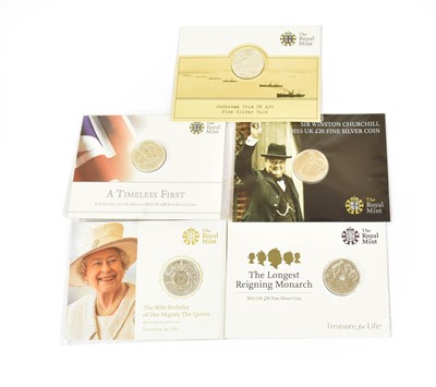 Lot 375 - 5 x Elizabeth II Commemorative Silver £20...