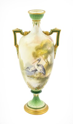 Lot 262 - A Hadley's Worcester Porcelain Twin-Handled...