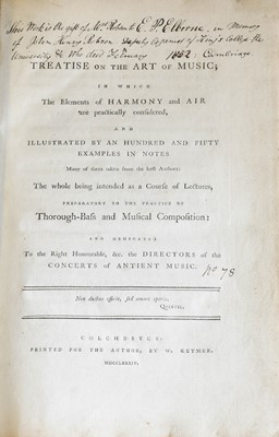 Lot 2042 - [Jones William] A Treatise on the Art of Music,...