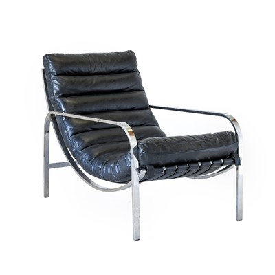 Lot 331 - A Modern Leather and Chrome Lounge Chair, 2009,...