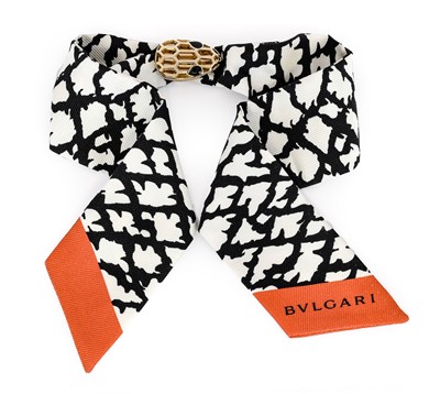 Lot 3003 - Bulgari Silk Scarf With Gilt Metal Serpents...