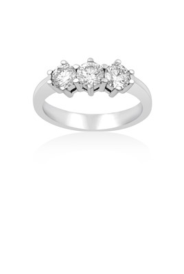 Lot 2078 - An 18 Carat White Gold Diamond Three Stone...