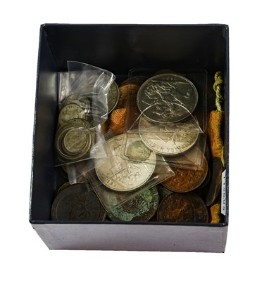 Lot 95 - Mixed Silver and Copper Coinage, to include: 2...