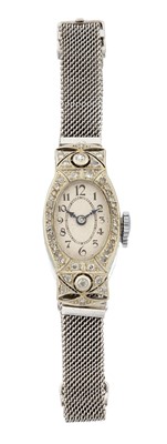 Lot 2076 - A Lady's Art Deco Diamond Set Wristwatch