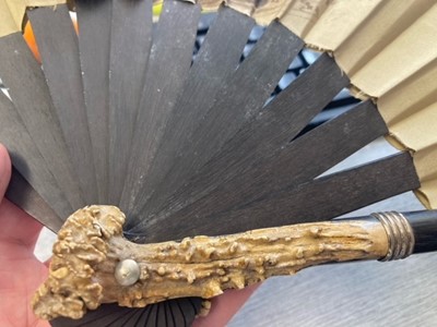 Lot 2152 - Circa 1890 Austrian Fan, with ebonised wood...