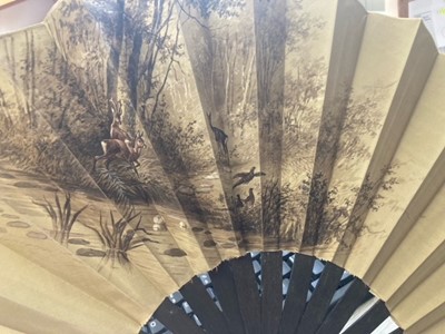 Lot 2152 - Circa 1890 Austrian Fan, with ebonised wood...