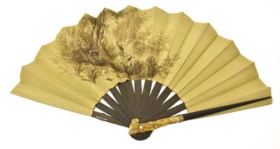Lot 2152 - Circa 1890 Austrian Fan, with ebonised wood...
