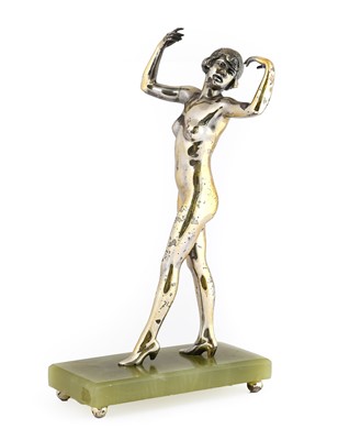 Lot 110 - An Art Deco Silvered Bronze, modelled as a...