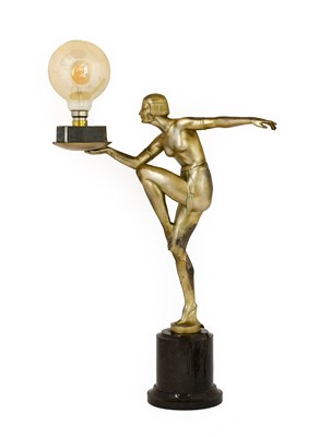 Lot 99 - An Art Deco Silvered Spelter Figural Table...