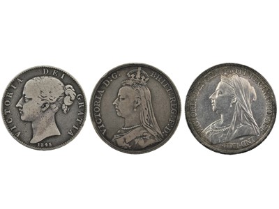 Lot 93 - 3 x Victoria Crowns including: 'Young Head'...