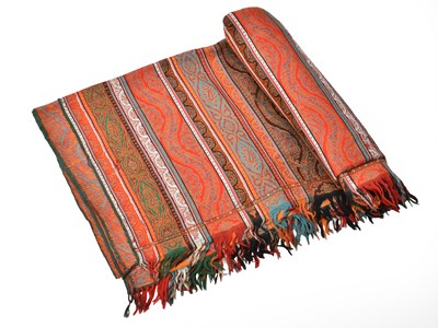 Lot 2178 - 20th Century Striped Woven Paisley Shawl, with...