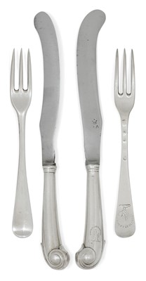 Lot 2208 - A Set of Twelve George II Scottish Silver Table-Forks and Twelve Table-Knives