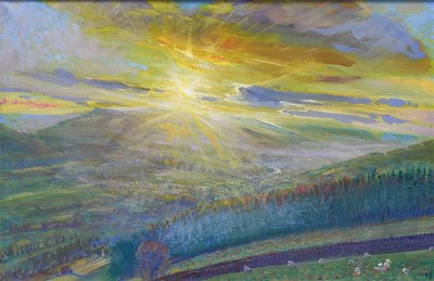 Lot 1079 - Piers Browne (b.1949) "Sunset, Wensleydale:...