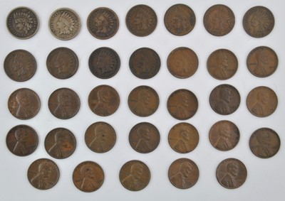 Lot 64 - 33 x USA, One Cents comprising: 'Indian Head'...