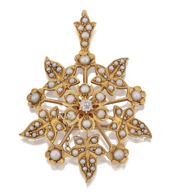 Lot 2060 - A Split Pearl and Diamond Brooch/Pendant