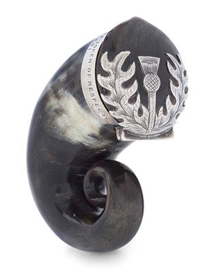 Lot 2237 - A Victorian Scottish Silver-Mounted Horn Snuff-Mull