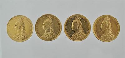 Lot 268 - 4 x Victoria, Sovereigns 1887M, 1891M and...
