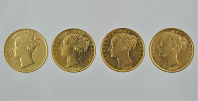 Lot 270 - 4 x Victoria, Sovereigns 1884S, 1885S, 1886S...