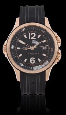 Lot 2343 - Hamilton: A Plated Stainless Steel Automatic Dual Time Zone Wristwatch