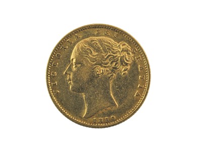 Lot 240 - Victoria, Sovereign 1850, obv. young head left,...