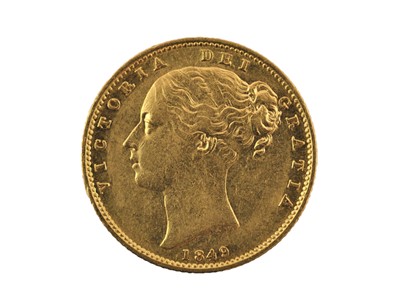 Lot 239 - Victoria, Sovereign 1849, obv. young head left,...