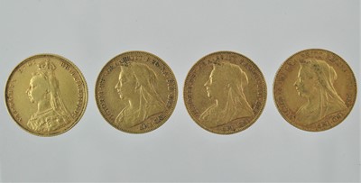 Lot 271 - 4 x Victoria, Sovereigns 1889, 1896, 1898 and...