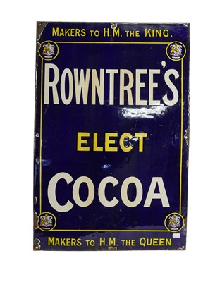 Lot 72 - Rowntrees Elect Cocoa Enamel Advertising Sign