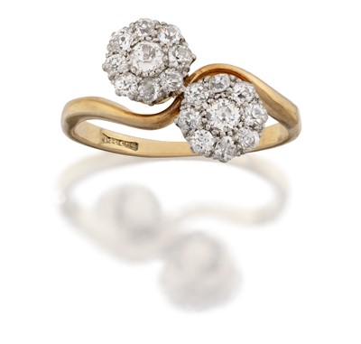 Lot 2003 - A Diamond Double Cluster Ring