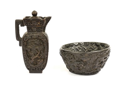 Lot 351 - A Chinese Ewer, Cover and Basin, the ewer of...