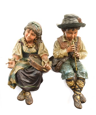 Lot 281 - A Pair of Austrian Terracotta Figures of...