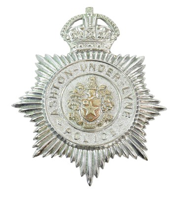 Lot 2054 - An Ashton-under-Lyne Police Small Helmet Plate,...
