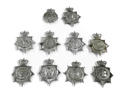 Lot 2064 - Ten Elizabeth II Police Helmet Plates, in...