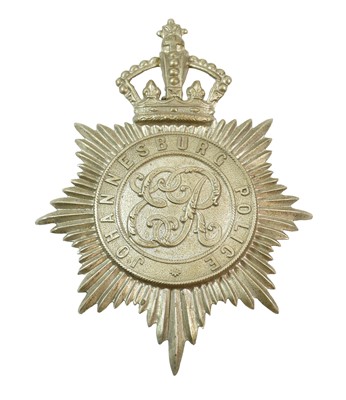 Lot 2066 - A Johannesburg Police Helmet Plate, in die...