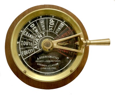 Lot 92 - A Robinson Brass Ships Telegraph