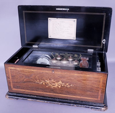 Lot 164 - A Good Late Bells Drum Et Castanet Musical Box, By Nicole Frères