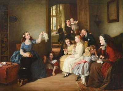 Lot 1103 - George Bernard O'Neill (1828-1917) "Forfeits"...