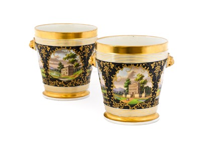 Lot 256 - A Pair of Paris Porcelain Cache Pots and...