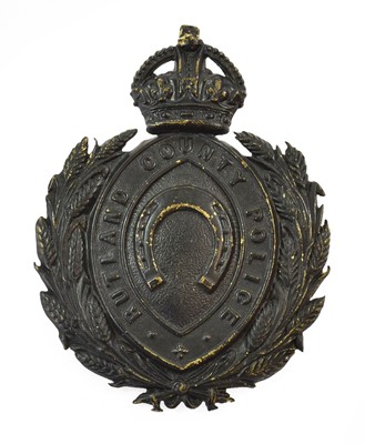 Lot 2086 - A Rutland County Police Helmet Plate, in...