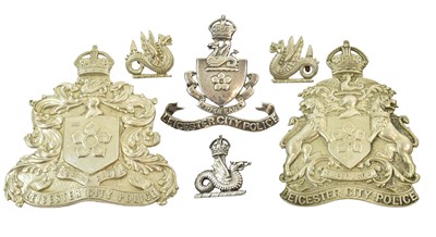 Lot 2091 - Leicester City Police:- two Helmet Plates in...