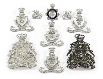 Lot 2093 - Leicester City Police:- two helmet plates in...