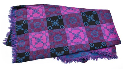 Lot 2165 - Welsh Wool Reversible Bed Cover or Blanket, in...