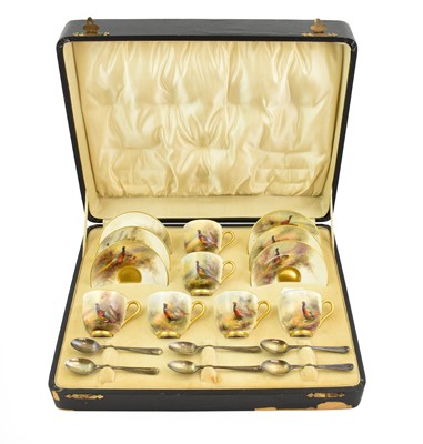 Lot 264 - A Set of Six Royal Worcester Porcelain Coffee...