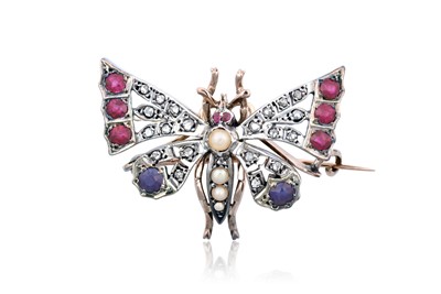 Lot 131 - A Multi-Gem Set Butterfly Brooch, with a split...