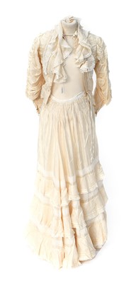 Lot 2046 - Early 20th Century Cream Silk Wedding Outfit,...